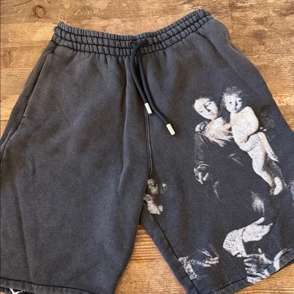 Off-White Black Graphic “Mary” Skater Track Shorts - Men’s XS - 9”